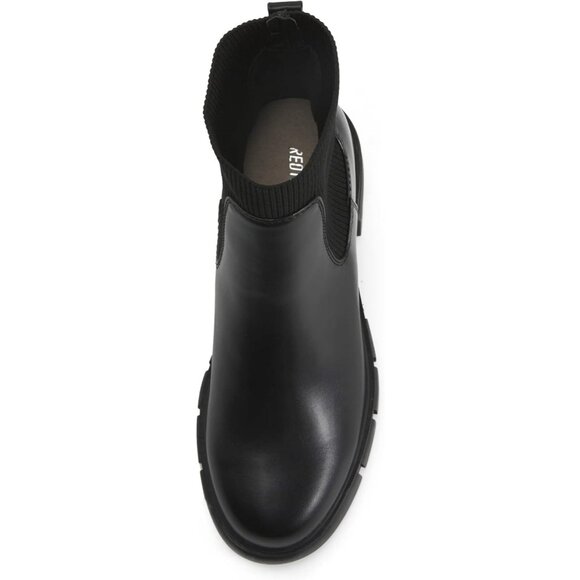 Women's Black Elastic Chelsea Boots Chunky Block Heel Platform Ankle Boots - Picture 6 of 7